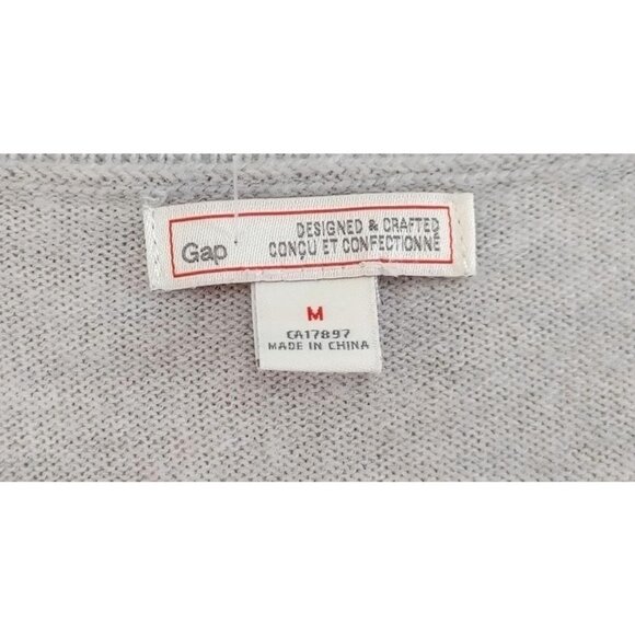 Gap Women's  Button Up Cardigan Sweater Size Medium Gray Pink Long Sleeve - Picture 2 of 3